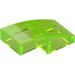 LEGO Transparent Bright Green Slope 1 x 2 Curved (3593 / 11477)