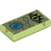 LEGO Transparent Bright Green Tile 1 x 2 with Amulet and Goblin Eye Emblem with Groove (3069 / 31830)