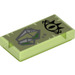 LEGO Transparent Bright Green Tile 1 x 2 with Black Goblin Eye and 2 Silver Sparkling Crystals with Groove (3069 / 31797)