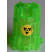 LEGO Transparent Bright Green Tube Ø32 with Cross Hole with black and yellow triangle caution sticker (87826)