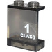 LEGO Transparent Brown Black Panel 1 x 2 x 2 with &#039;1 CLASS&#039; Right Sticker without Side Supports, Hollow Studs (4864)