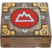 LEGO Transparent Brown Black Tile 1 x 1 with Mountain in Red Circle and Gold Decoration Corner with Groove (3070)