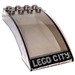 LEGO Transparentes Braunschwarz Windschutzscheibe 4 x 8 x 2 Gebogen Scharnier mit Weiß &#039;LEGO CITY&#039; auf Schwarz Background Aufkleber (46413)