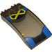 LEGO Transparent Brown Black Windscreen 4 x 8 x 2 Curved Hinge with Yellow X and Black and Blue Background Sticker (46413)