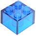 LEGO Bleu foncé transparent Brique 2 x 2 sans supports transversaux (3003)