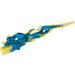 LEGO Transparant Donkerblauw Vlam / Lightning Bolt met As Gat met Marbled Transparant Geel (11302 / 21873)