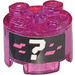 LEGO Transparent Dark Pink Brick 2 x 2 Round with White Question Mark Sticker (3941)