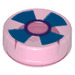 LEGO Transparent Dark Pink Tile 1 x 1 Round with Dark blue Pinwheel (30675 / 98138)