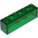 LEGO Transparent Green Brick 1 x 4 without Bottom Tubes (3066 / 35256)