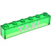 LEGO Transparentes Grün Backstein 1 x 6 mit Weiß Bolded &quot;TAXI&quot; ohne Unterrohre (3067)
