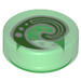 LEGO Transparent Green Tile 1 x 1 Round with Green and White Koru Spiral Symbol (35380 / 66504)