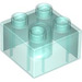 LEGO Transparant Lichtblauw Duplo Steen 2 x 2 (3437 / 89461)