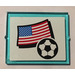 LEGO Transparent Light Blue Glass for Window 1 x 4 x 3 with Flag of USA and Football Sticker (without Circle) (3855)