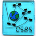 LEGO Transparant Lichtblauw Glas for Venster 4 x 4 x 3 met &#039;0585&#039;, Earth &amp; Satellites Sticker (4448)