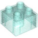 LEGO Transparant Lichtblauw Glitter Duplo Steen 2 x 2 (3437 / 89461)