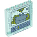 LEGO Transparentes Hellblau Panel 1 x 6 x 5 mit Aliens und Felsen (59349 / 78761)