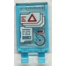 LEGO Transparent Light Blue Tile 2 x 3 with Horizontal Clips with Folders on Monitor and Red Triangle Sticker (&#039;U&#039; Clips) (30350)