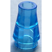LEGO Transparent Medium Blue Cone 1 x 1 without Top Groove