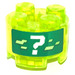 LEGO Transparant neon groen Steen 2 x 2 Rond met &#039;?&#039; Sticker (3941)