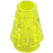 LEGO Transparant neon groen glitter Kegel 1 x 1 met top groef (28701 / 59900)