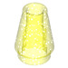 LEGO Transparenter neongrüner Glitter Kegel 1 x 1 mit oberer Kante  (28701 / 64288)