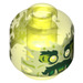 LEGO Transparent Neon Green Minifigure Head with Decoration (Recessed Solid Stud) (3626 / 72381)