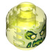 LEGO Transparent Neon Green Plain Head with Decoration (Safety Stud) (3626 / 56283)