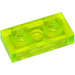 LEGO Transparent Neon Green Plate 1 x 2 (3023)