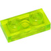 LEGO Transparant Neon Groen Plaat 1 x 2 (3023 / 28653)