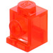 LEGO Transparant Neon Roodachtig Oranje Steen 1 x 1 met Koplamp en Slot (4070 / 30069)