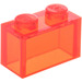 LEGO Orange rougeâtre néon transparent Brique 1 x 2 sans tube à l&#039;intérieur (3065 / 35743)