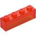 LEGO Transparent Neon Reddish Orange Brick 1 x 4 without Bottom Tubes (3066 / 35256)