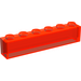 LEGO Orange rougeâtre néon transparent Brique 1 x 6 sans tubes internes (3067)