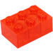 LEGO Transparent Neon Reddish Orange Brick 2 x 3 (3002)