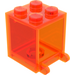 LEGO Transparentes neonrötliches Orange Container 2 x 2 x 2 mit festen Noppen (4345)