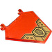 LEGO Transparent Neon Reddish Orange Flag 5 x 6 Hexagonal with Lionking Head on Golden Sticker with Thick Clips (17979)