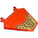 LEGO Transparentes Neonrot-Orange Flagge 5 x 6 Hexagonal mit Lionking Kopf auf Golden Aufkleber mit dicken Clips (17979)