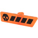 LEGO Transparent Neon Reddish Orange Gameplayer Label with Black Skull and Health Bar