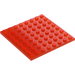 LEGO Transparent Neon Reddish Orange Plate 8 x 8 (41539 / 42534)