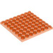 LEGO Transparant Neon Roodachtig Oranje Plaat 8 x 8 (41539 / 42534)