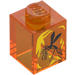 LEGO Transparent Orange Brick 1 x 1 with Mosquito in Amber Decoration (3005 / 68818)