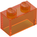 LEGO Transparent Orange Brick 1 x 2 without Bottom Tube (3065 / 35743)