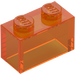 LEGO Transparent Orange Brick 1 x 2 without Bottom Tube (3065 / 35743)