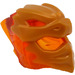 LEGO Transparant oranje Ninjago Helm met Flames en Gold Draak Gezicht