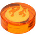 LEGO Orange transparent Tuile 1 x 1 Rond avec Gold Flamme Modèle (17667 / 98138)