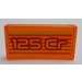 LEGO Transparent Orange Tile 1 x 2 with &quot;125 Cr&quot; Sign Sticker with Groove (3069)