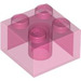 LEGO Transparante Roze Glitter Steen 2 x 2 (6223)