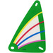 LEGO Transparent Plastic Sail 9 x 15 with Green Borders and Yellow, Red, Blue and Dark Pink Stripes Pattern