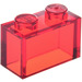 LEGO Transparent Red Brick 1 x 2 without Bottom Tube (3065 / 35743)