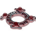 LEGO Transparent Red Ninjago Spinner Crown with Intertwined Snakes and Black and White Scales (10474)